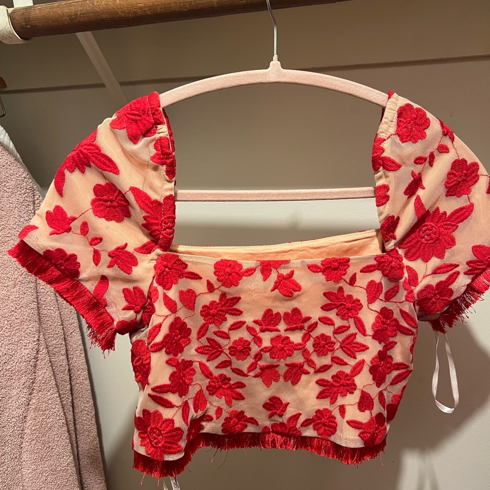 Lovers + Friends Red Floral Crop Top